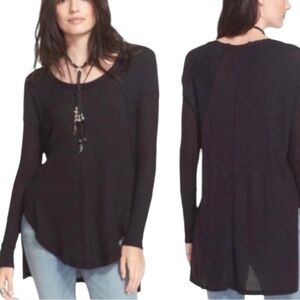 Free People Ventura Thermal Waffle Knit Navy Womens Size XS